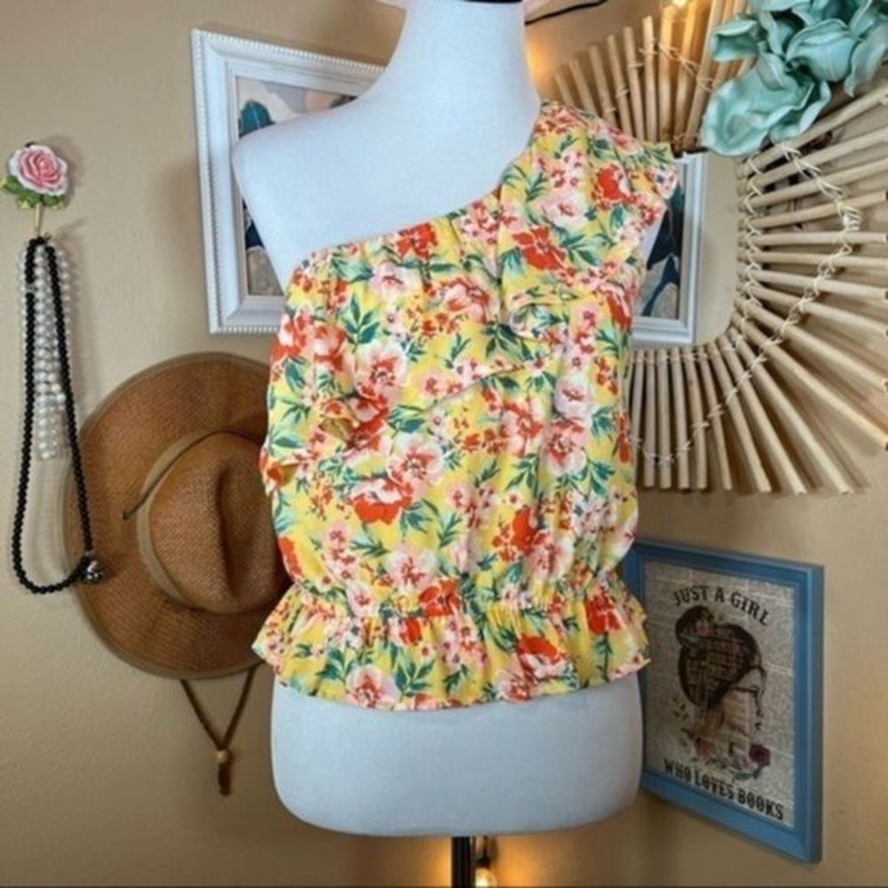 AMERICAN EAGLE Spring One Shoulder Ruffle Tank Cropped Top - Plz Read